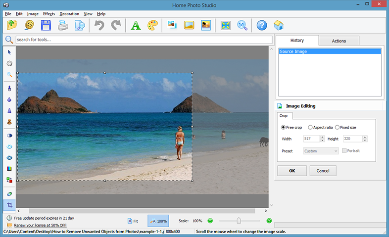 Cropping your photo with unwanted objects